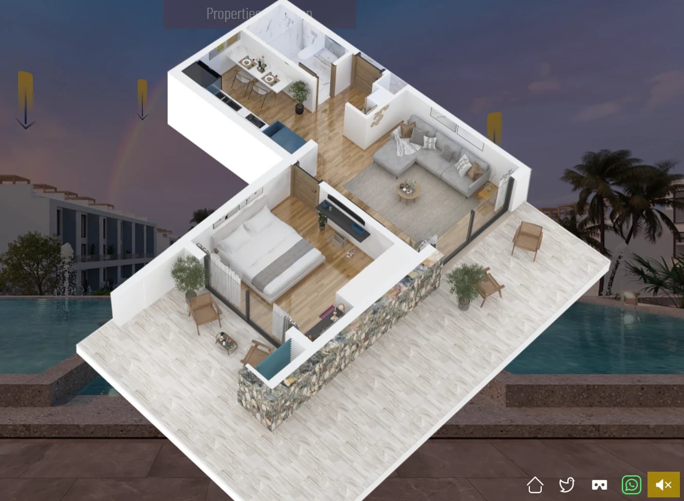 Rohový přízemní 2kk apartmán